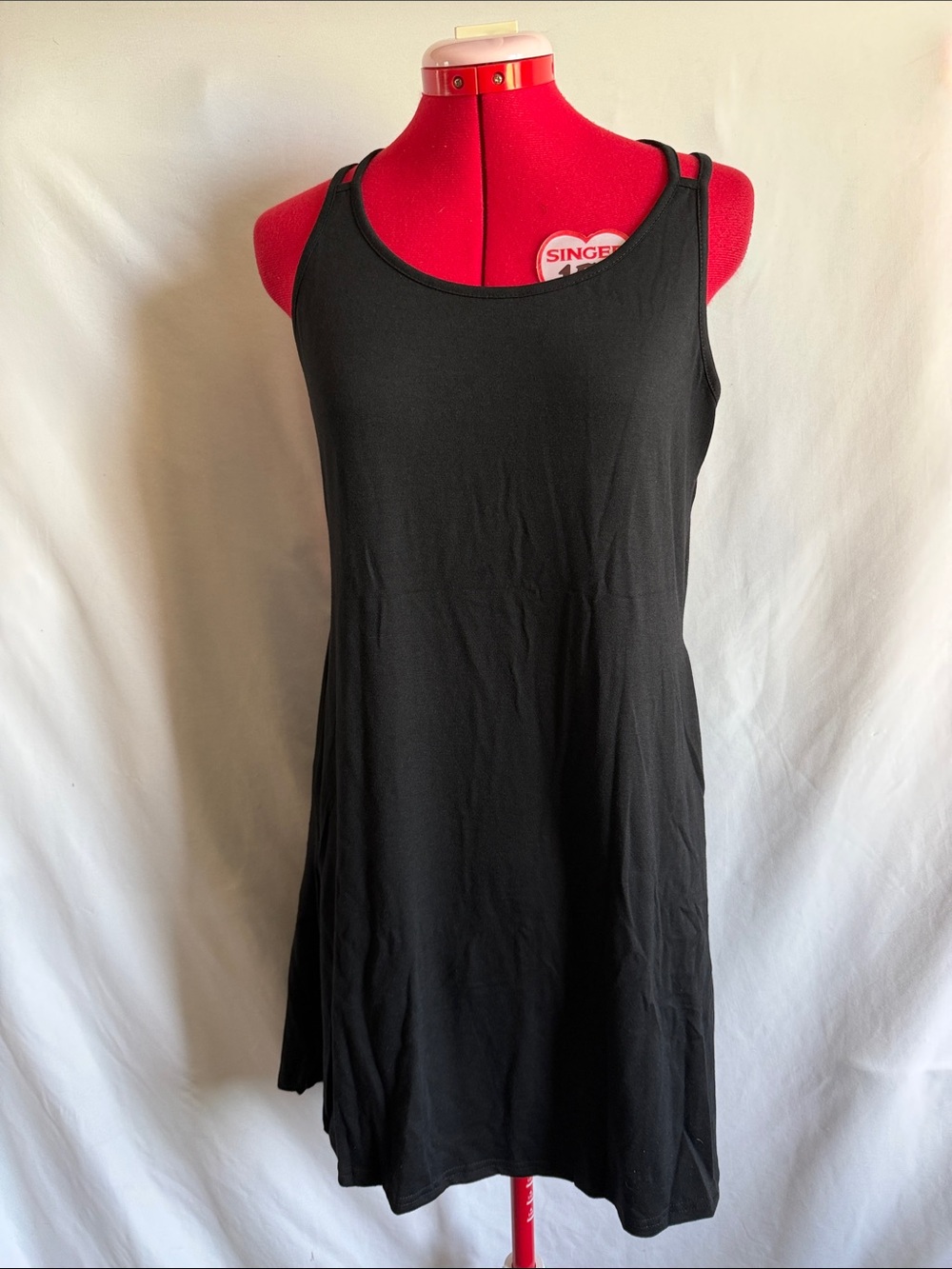 Women's Black Sleeveless Mini Dress - Classic Scoop Neck
